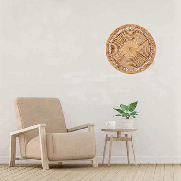 Bohemian Woven Rattan Basket Wall Hanging Natural Decor