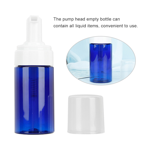 Portable Mousse Foaming Empty Bottle Refillable Travel Dispenser Container (Pump Head Blue)