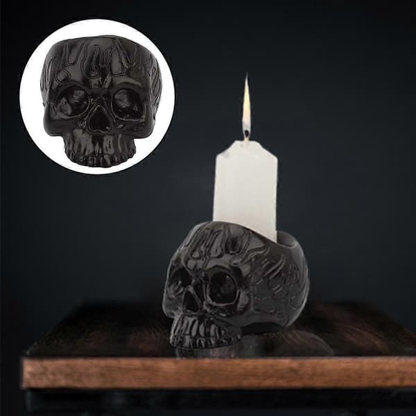 2025 2-pack Skalle Ljusstake Ljusstaksfigur Soffbord Halloween Middagsdekoration