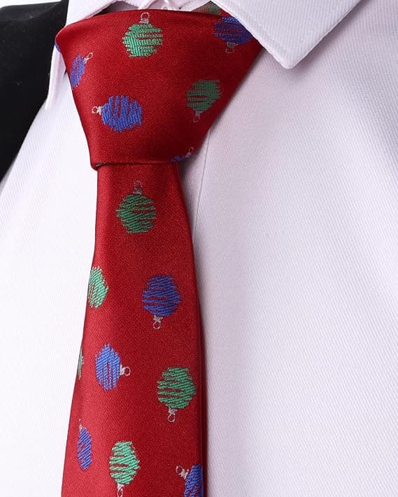 Juleslips til mænd, silkeslips til mænd til julefrokost, juleklokke