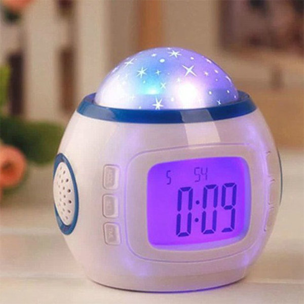 Projection Light Clock Backlight Snooze Function Sky Projector Digital Alarm Clock with Music Thermometer Calendar