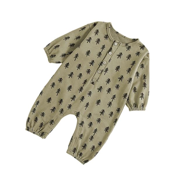 Bomuld Nyfødt Baby Romper Søde Trykte Outfits Langærmede Bodysuits Åndbare Nattøj Pyjamas til Baby Shower 66 måne 66 moon 66
