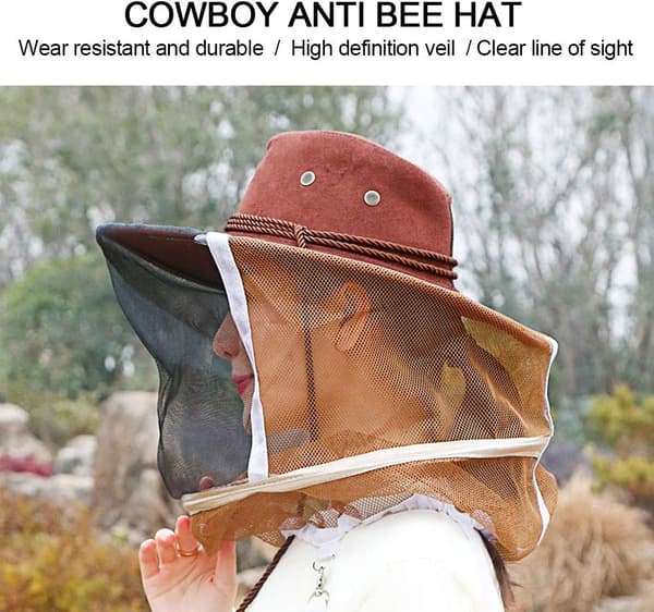 Biodlingsutrustning, Cowboy Biodlingshatt med Fästremstillbehör, 360° Säkert Skydd
