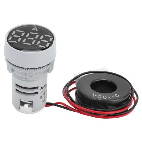 Digital strømmåler krystallpanel amperemeter rund signalindikator AC 220V AD16‑22DSA hvit