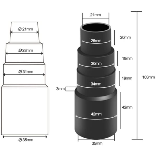 4 stk Universal Støvsugermunnstykke Adapter Omformer 5 Lag Tilbehør Kobling 50 mm