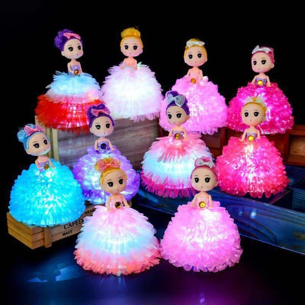 4 DIY Glødende Dukker Barnas Glød Prinsesse Leker (Tilfeldig Farge)