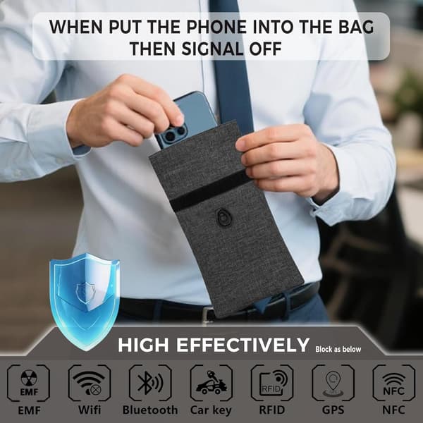 Faraday-tasker til telefoner 2-pak, signalblokerende etui, RFID-blokerende pose til beskyttelse af privatlivets fred