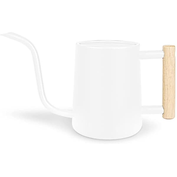 Vandkande til indendørs planter, 35 oz/1000 ml rustfrit stål metal med lang tud til indendørs hvid