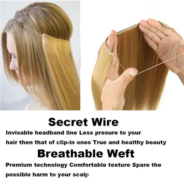 3 Beautiful Wigs, Fishline Hair Extensions, Clip