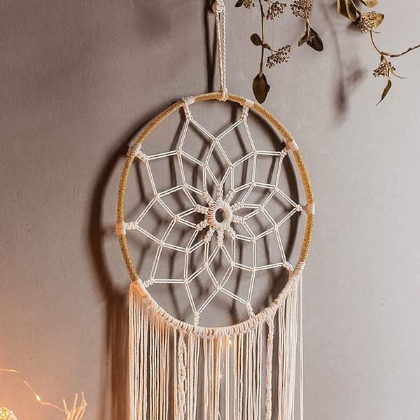 Kæmpe Stor Drømmefanger Macrame Drømmefanger med Vævede Fjer til