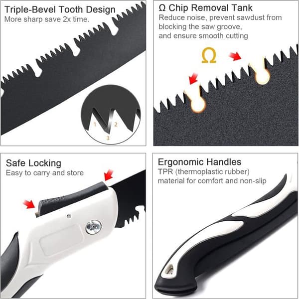 Heavy Duty 10-inch Pruning Saw, Folding Hand Saw with SK5 Curved Blade, for Tree Pruning.