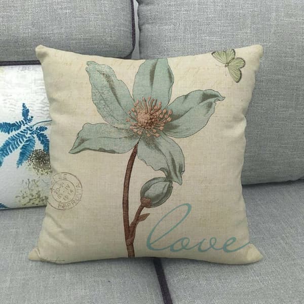 Putetrekk, sett med 4 - 45 x 45 cm (Sommerfugl og Blomst Retro) Bomull