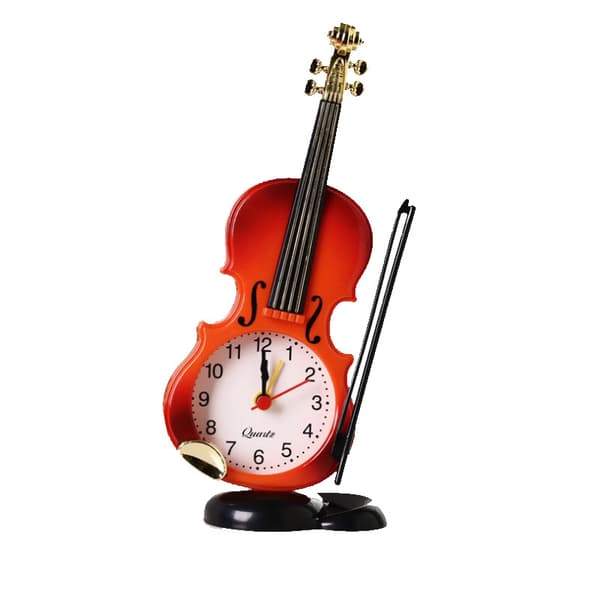 Violin Shaped Alarm Clock Creative Portable Silent Simple Quiet Clock