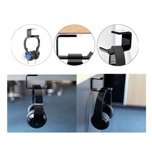 Selvklebende hodetelefonholder for montering under skrivebord