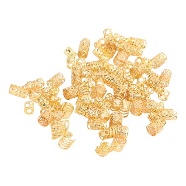 200 stk Dreadlocks Hårringe Hule Udsøgte Mønstre Legering Hårfletning Smykker Spoler Guld-FA11- 0.1 0.1