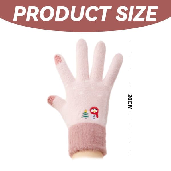Vinterhansker for kvinner, varme hansker, damehansker i strikket materiale, rosa KLB