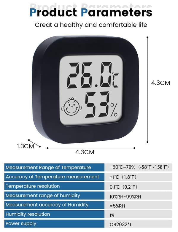 Mini Digital Termometer Hygrometer med Høj Nøjagtighed, Indendørs