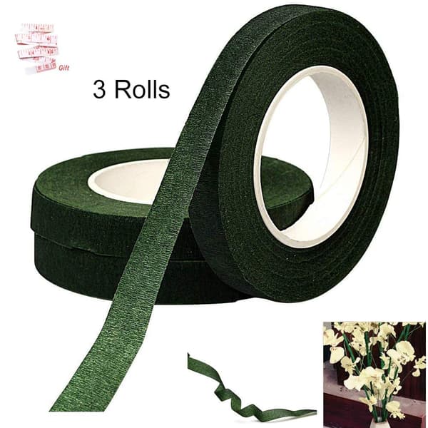 3 Ruller Florist Stilk Wrap, 12mm Bredde Blomsterteip Bukett Teip, 30 Meter/Rull Mørkegrønn Blomsterteip