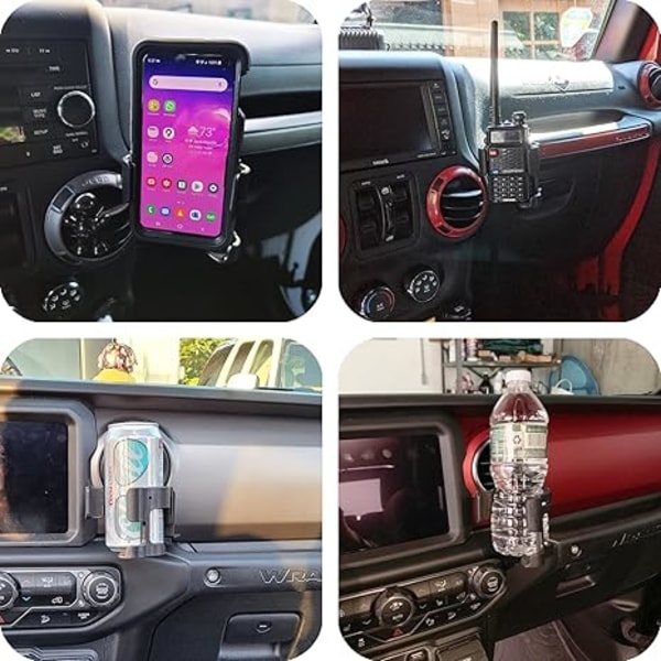 Multifunktionell dryckeshållare med telefonhållare, 2 i 1 bultmonterad rackmontering för 2018-2022 Jeep Wrangler JL JLU & Jeep Gladiator JT Trunk