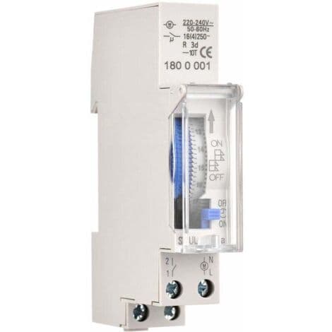 24-hour Mechanical Timer for DIN Rail Mounting – Integrated 1.2V Ni-MH Battery – 15-30 Minute Programming – AC220-240V Voltage – 16A