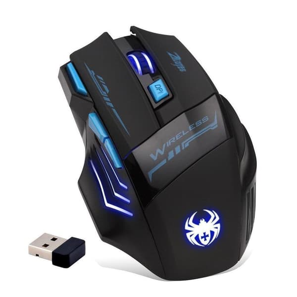 Zelotes trådløs mus, 2,4 GHz ergonomisk pc-mus trådløs, 7