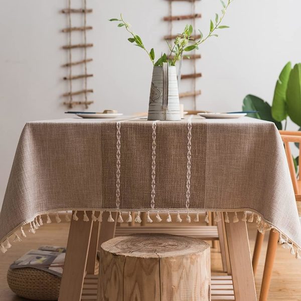 Durable Cotton Linen Tablecloths for Rectangular Dining Table