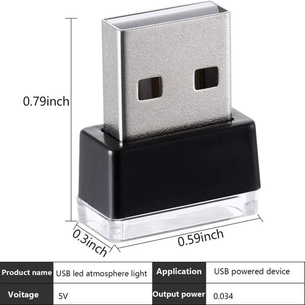 7 stk USB LED-biler indre atmosfærelys, 5V stiklys