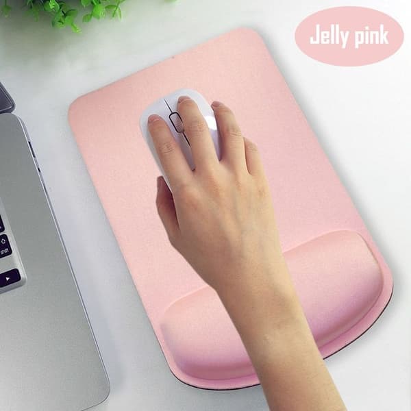 Musematte med håndleddsstøtte, håndlaget ergonomisk musematte rosa