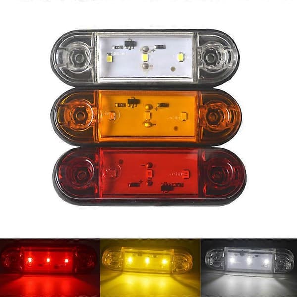 10 stk 3LED LED Bilhenger Sidemarkeringslys Viklingslys Sidemarkeringslys Tilhenger Baklys Hvit [DB]