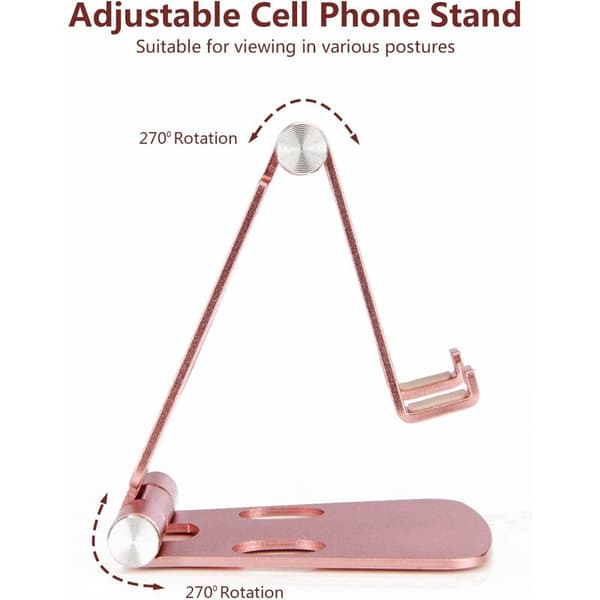2-pak justerbar mobilholder til skrivebord i robust aluminium til iPhone, iPad, mobiltelefon, Android-smartphone