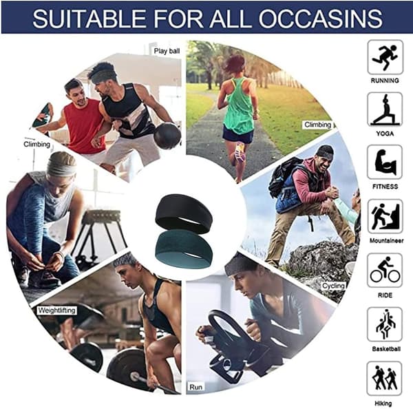 Sport Headband, Sweat-Wicking Non-Slip Headband, Moisture Wicking