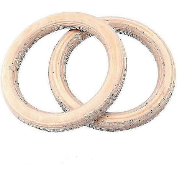 2X Trægymnastikringe med justerbare nylonstropper 3cm