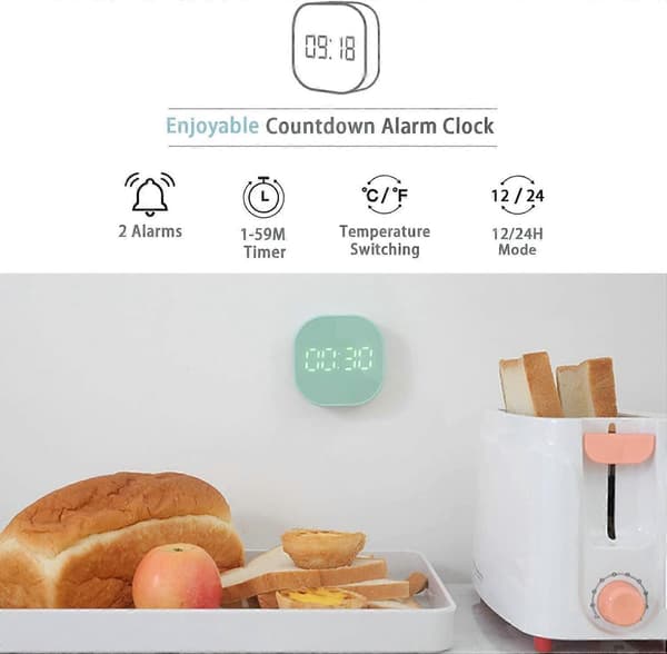 JUSTUP Digital Alarm Clock Multifunctional Magnetic LED Smart Sensor Cute Alarm Clock for Kids --- Pink