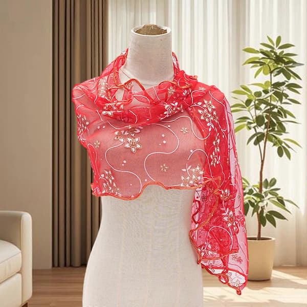 Elegant blomstret blondesjal i glatt polyester – stilig tilbehør for moderne kvinner, gul Yellow