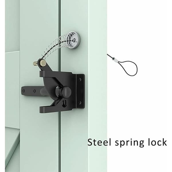 Automatic Gate Latch, Gravity Latch - Spring Gate Latch with Adjustable Cable for Garden Metal Fence, Black, 11.6 x 6 x 4.3 cm Long