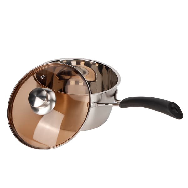 Small Soup Pot Thickened Composite Steel Non-Magnetic Single Handle Cooking Kitchenware 18cm