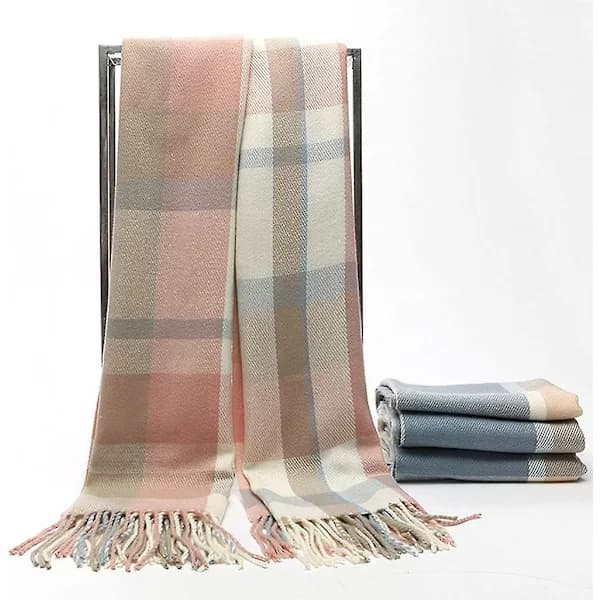Vinterhalsduk for damer, stor størrelse, rutete, tartan