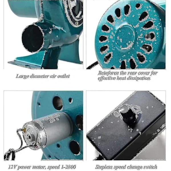 220V Electric Variable Speed Blower Copper Motor for BBQ Grill Charcoal Forge and Home Use Green