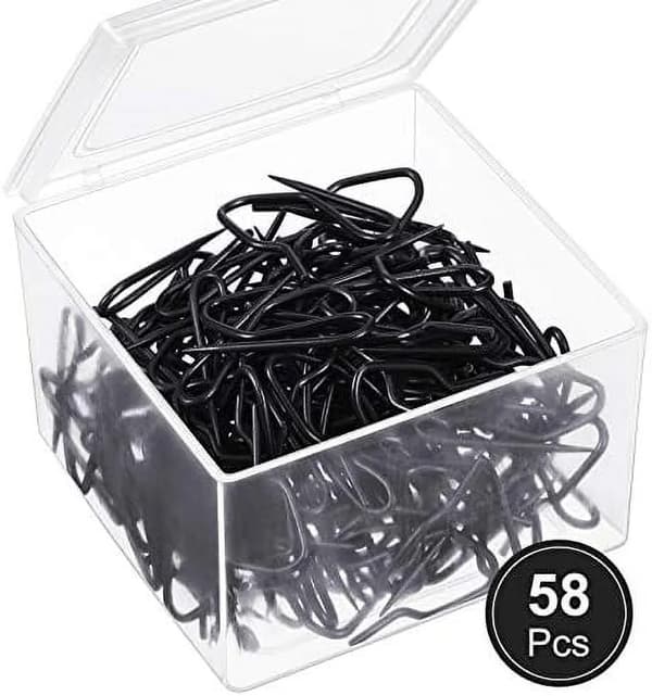 Metalliset verhokoukut, 58 kpl, tukevat neulakoukut verhoille ja kaihtimille, musta, 1,2 x 1 tuumaa