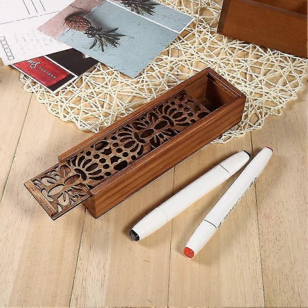 Paper Box Wood Pencil Case Hollow Pencil Case Storage Box Student School Office Gift Box