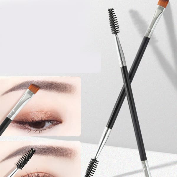 Double-sided Eyebrow Brush Angled Eyebrow Brush with Spoolies Portable Makeup Tool 15 cm