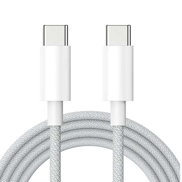 Durable Braided 60W USB-C Charging Cable 3m, White