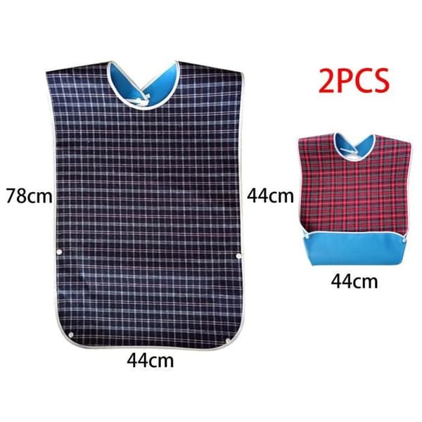 Adult Bib, Clothing Protector, Reusable Apron, Mealtime Bibs with Snap Closure, for Disabled and Elderly (2 pcs)