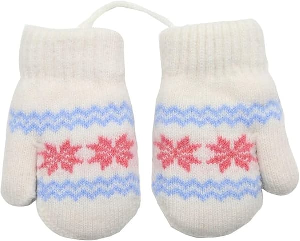 Børns vinterhandsker varme unisex vanter strikkede snefnug N