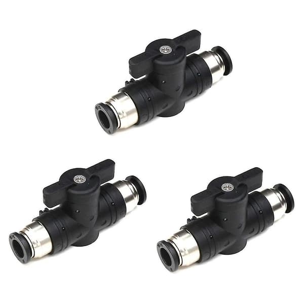 6 mm Push Connect Kuglehane 6 mm Luftstrømskontrolventil Hurtigkoblingsventil Rørfittings 3-pak