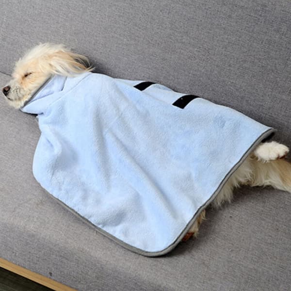 Microfiber Dog Bathrobe, Highly Absorbent, Adjustable Collar Size, Quick-Drying, Prevents Hair Loss - XS