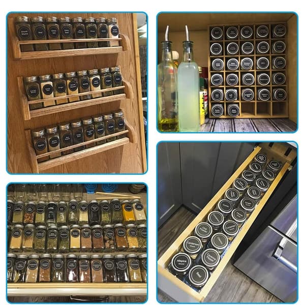 12-piece Spice Jar Set, 120ml Square Glass Containers, Transparent Spice Jars-FX-