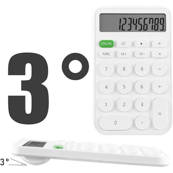 Desktop Calculator for Students, 12-Digit LCD Display, Basic Pocket Calculator for Desk for School, Office, Home, White_tfrf