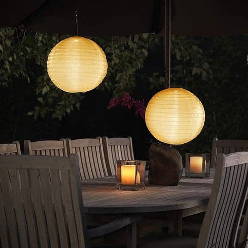 Qedertek Lanterner Solcellebelysning Udendørs 20 cm Solcelle LED Lanterne Vandtæt Nylon