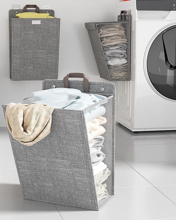 Hanging Laundry Basket, Large Laundry Hamper with Handles, Installation-Free Dirty Clothes Hamper, Wall Mounted Bathroom Basket